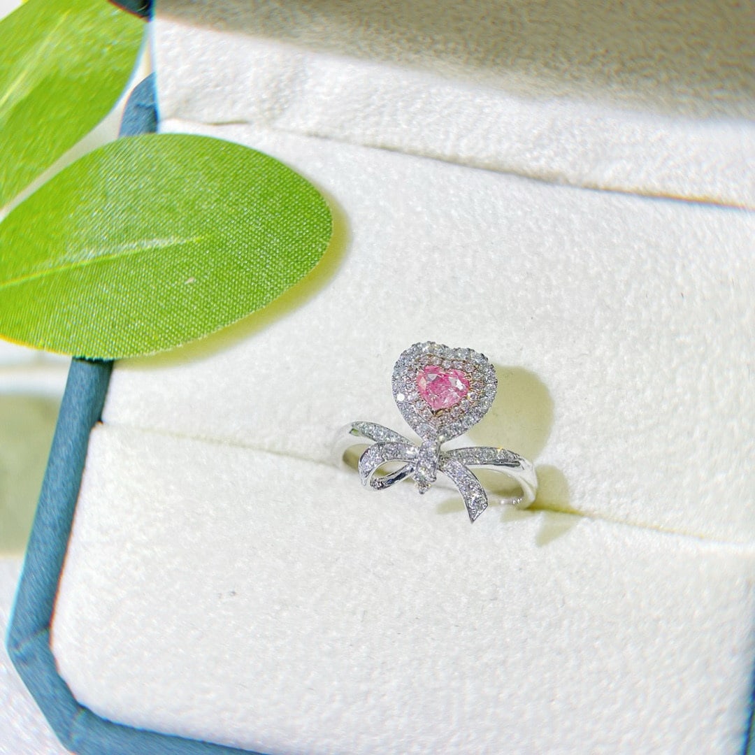 14k Gold 0.64 Ctw Natural Pink Diamond & Diamond Ring - 3