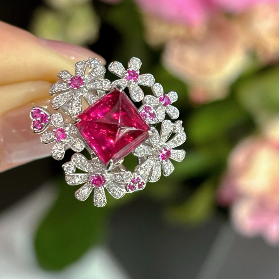 14k Gold 3.22 Ct Natural Spinel & Diamond Ring - 3