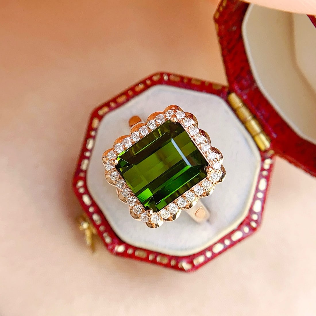 14k Gold 6.10 Ct Natural Tourmaline & Diamond Ring - 2