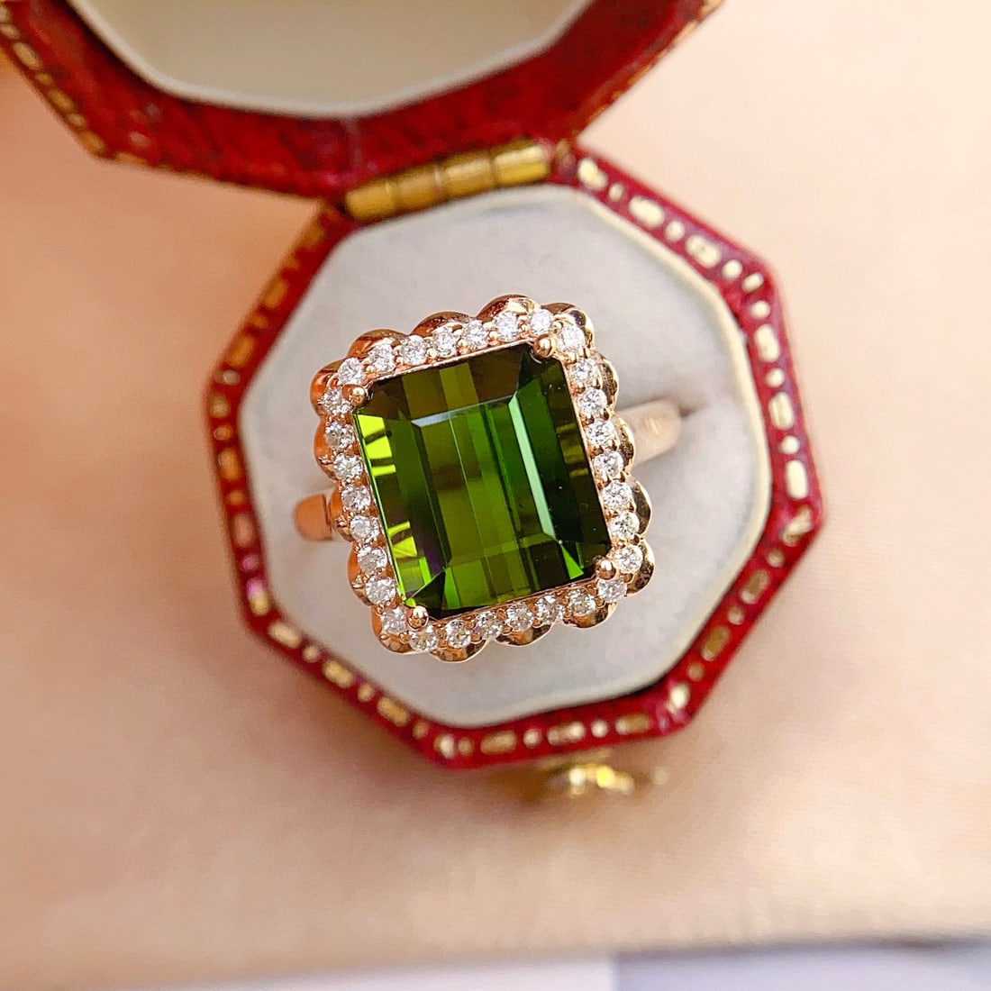 14k Gold 6.10 Ct Natural Tourmaline & Diamond Ring - 3
