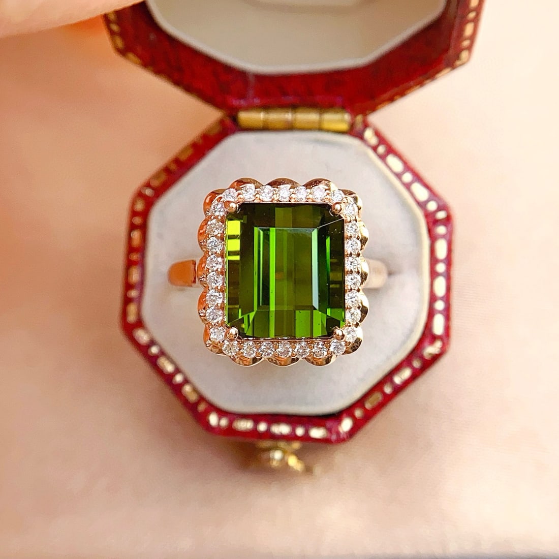 14k Gold 6.10 Ct Natural Tourmaline & Diamond Ring - 4