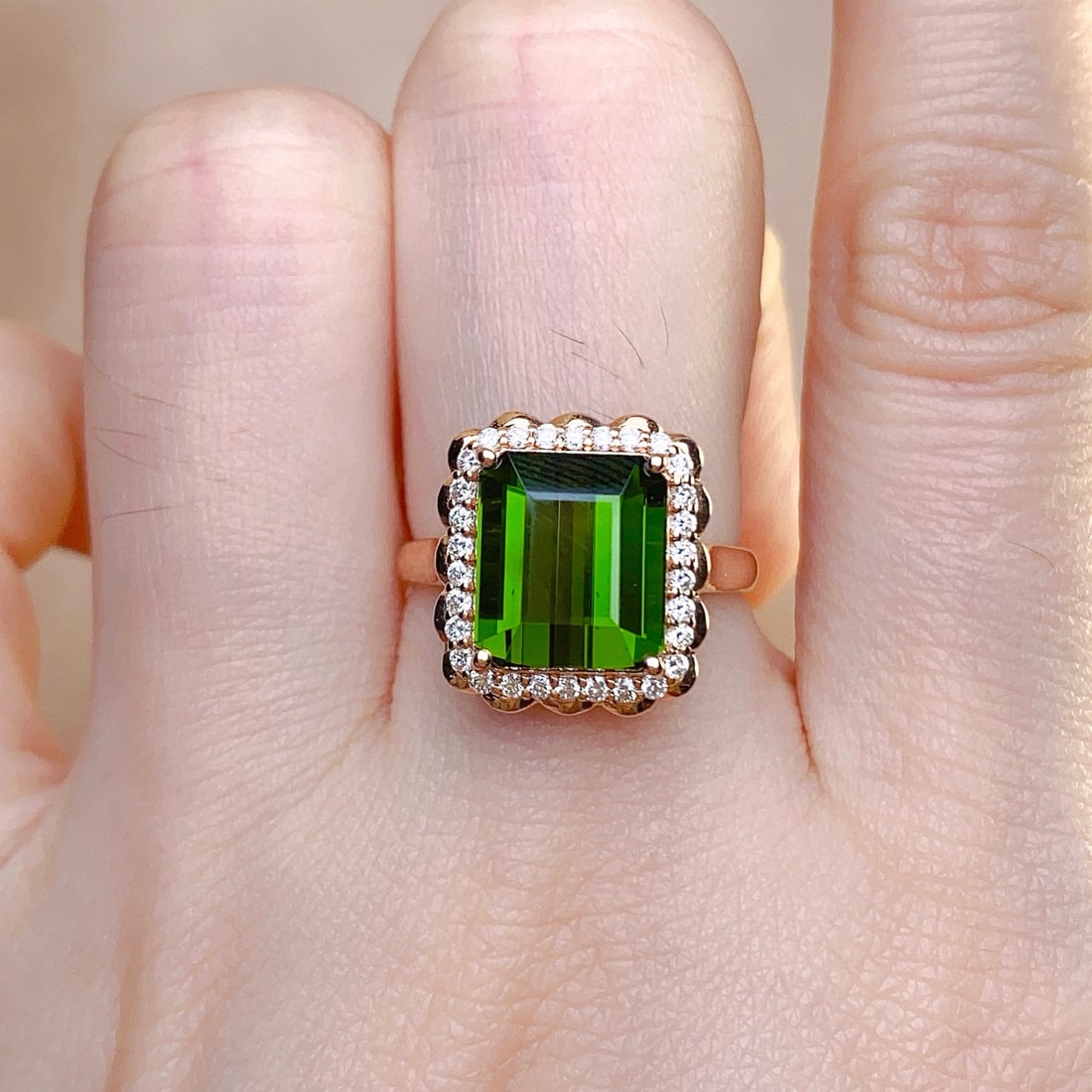 14k Gold 6.10 Ct Natural Tourmaline & Diamond Ring - 5