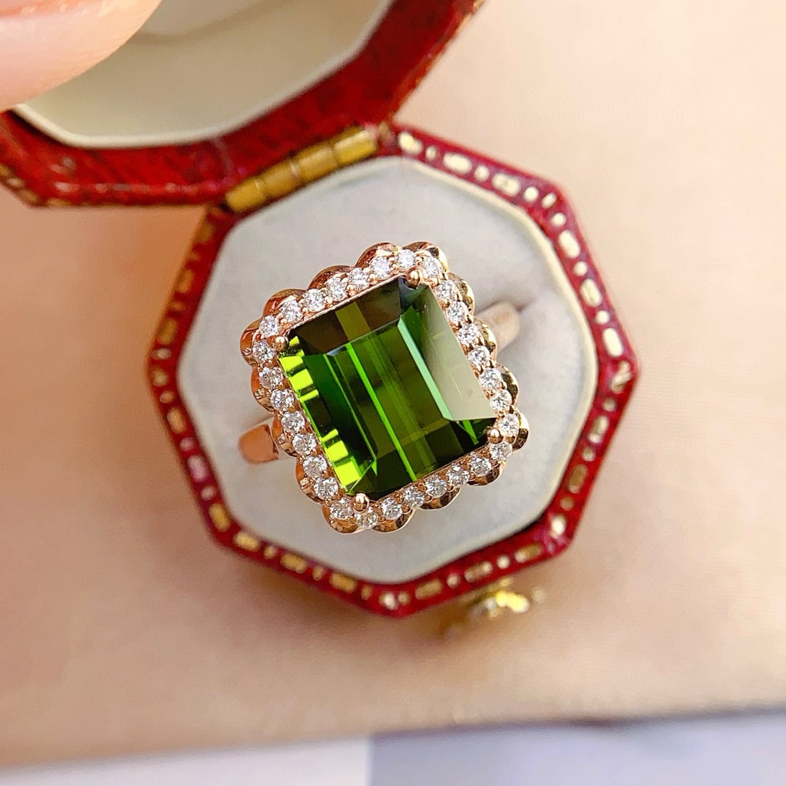 14k Gold 6.10 Ct Natural Tourmaline & Diamond Ring - 6