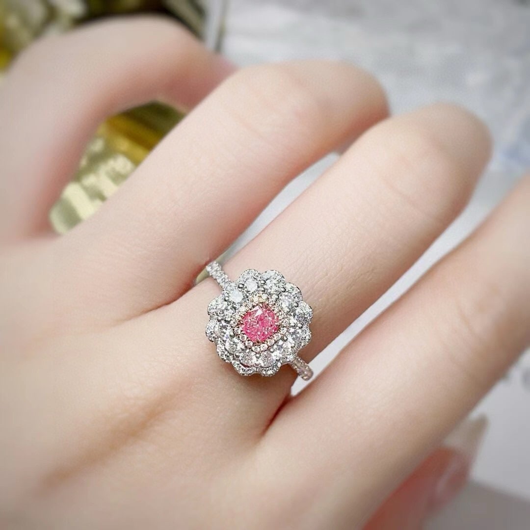 14k Gold 1.03 Ctw Natural Pink Diamond & Diamond Ring - 3