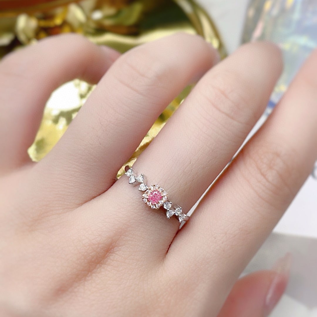 14k Gold 0.28 Ctw Natural Pink Diamond & Diamond Ring - 3