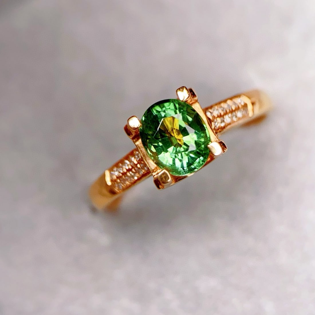 14k Gold 1.1 Ct Natural Tourmaline & Diamond Ring - 2