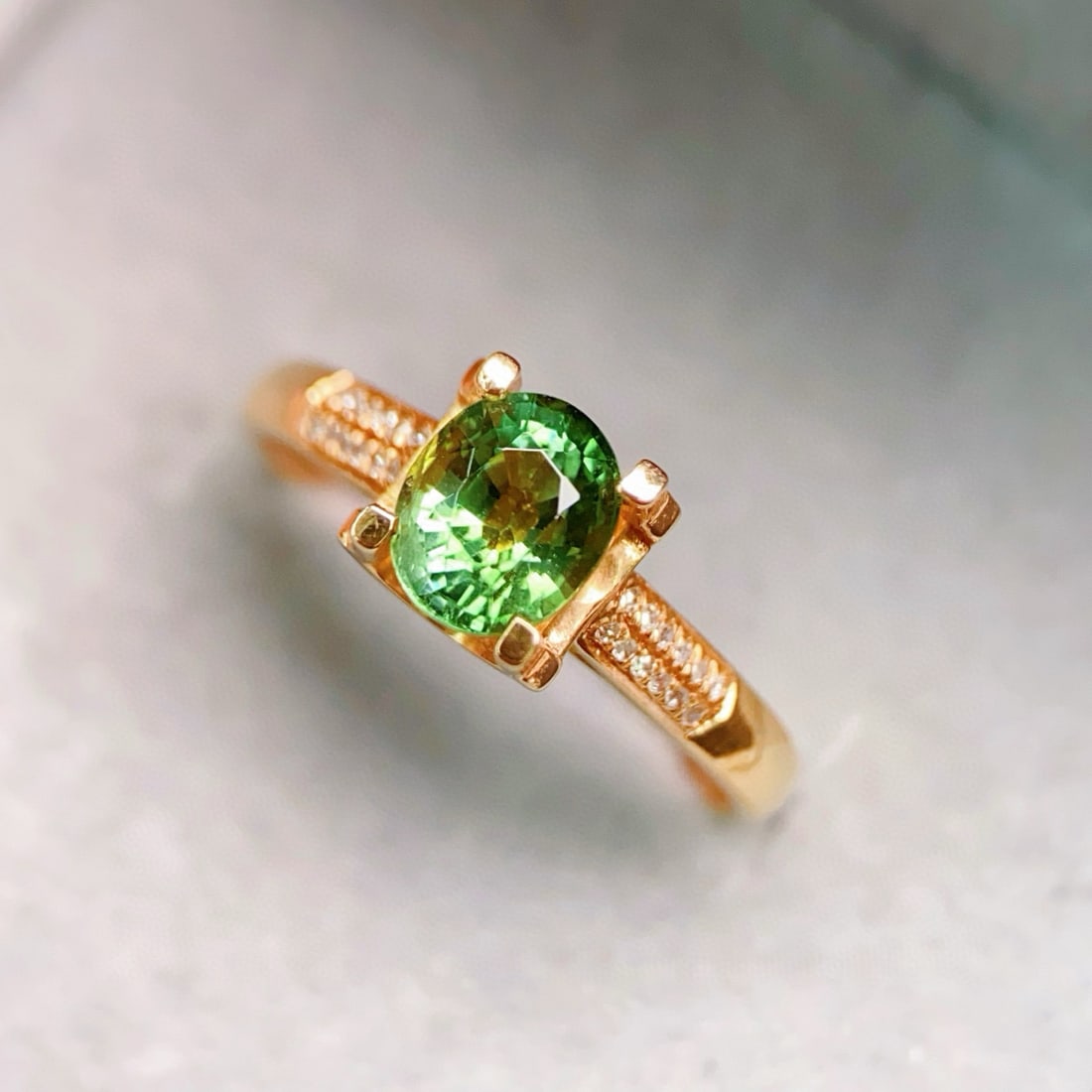 14k Gold 1.1 Ct Natural Tourmaline & Diamond Ring - 4