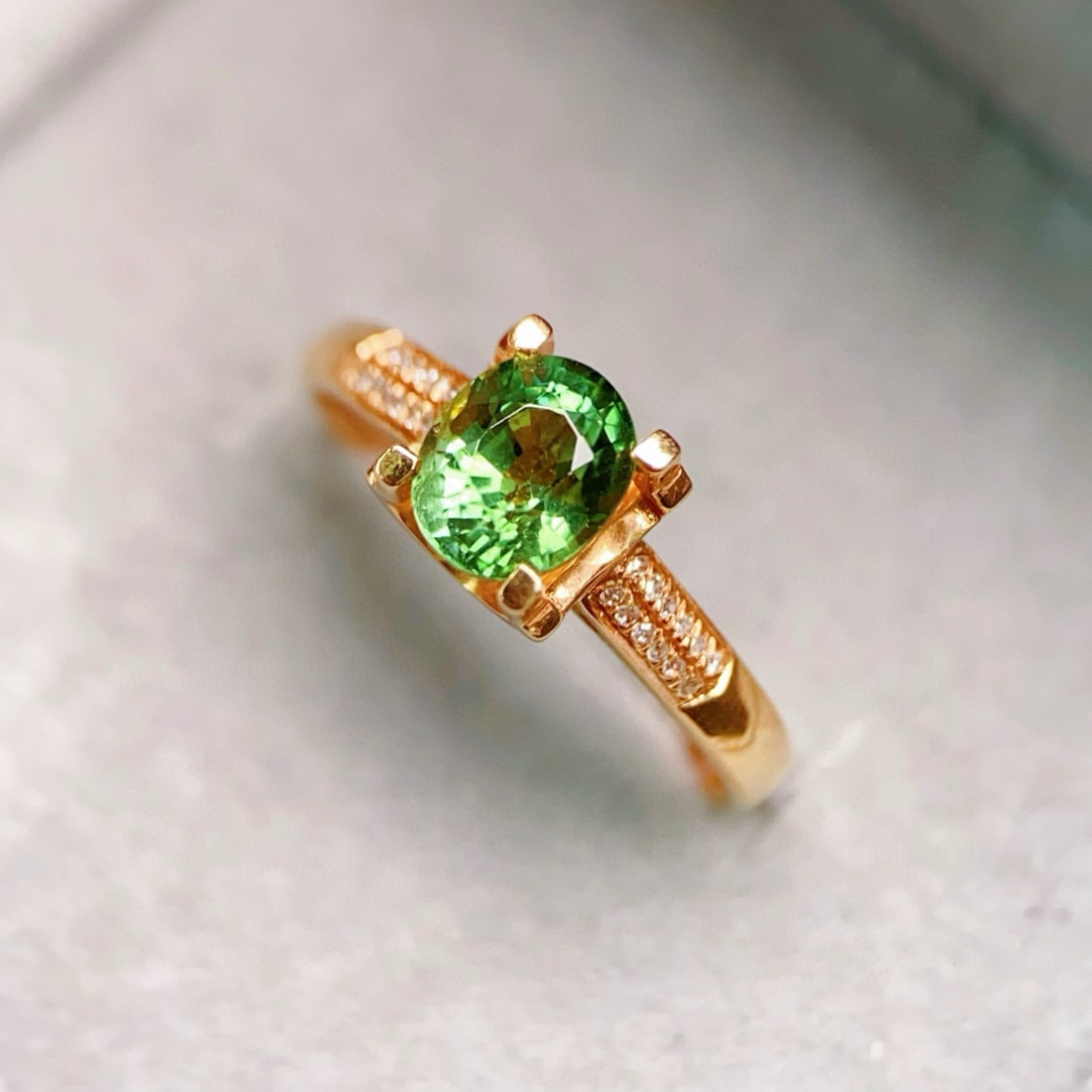 14k Gold 1.1 Ct Natural Tourmaline & Diamond Ring - 5