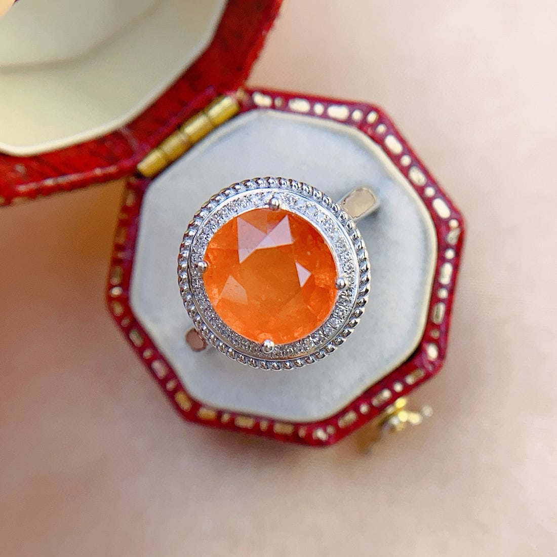 14k Gold 4.85 Ct Natural Spessartine & Diamond Ring - 3