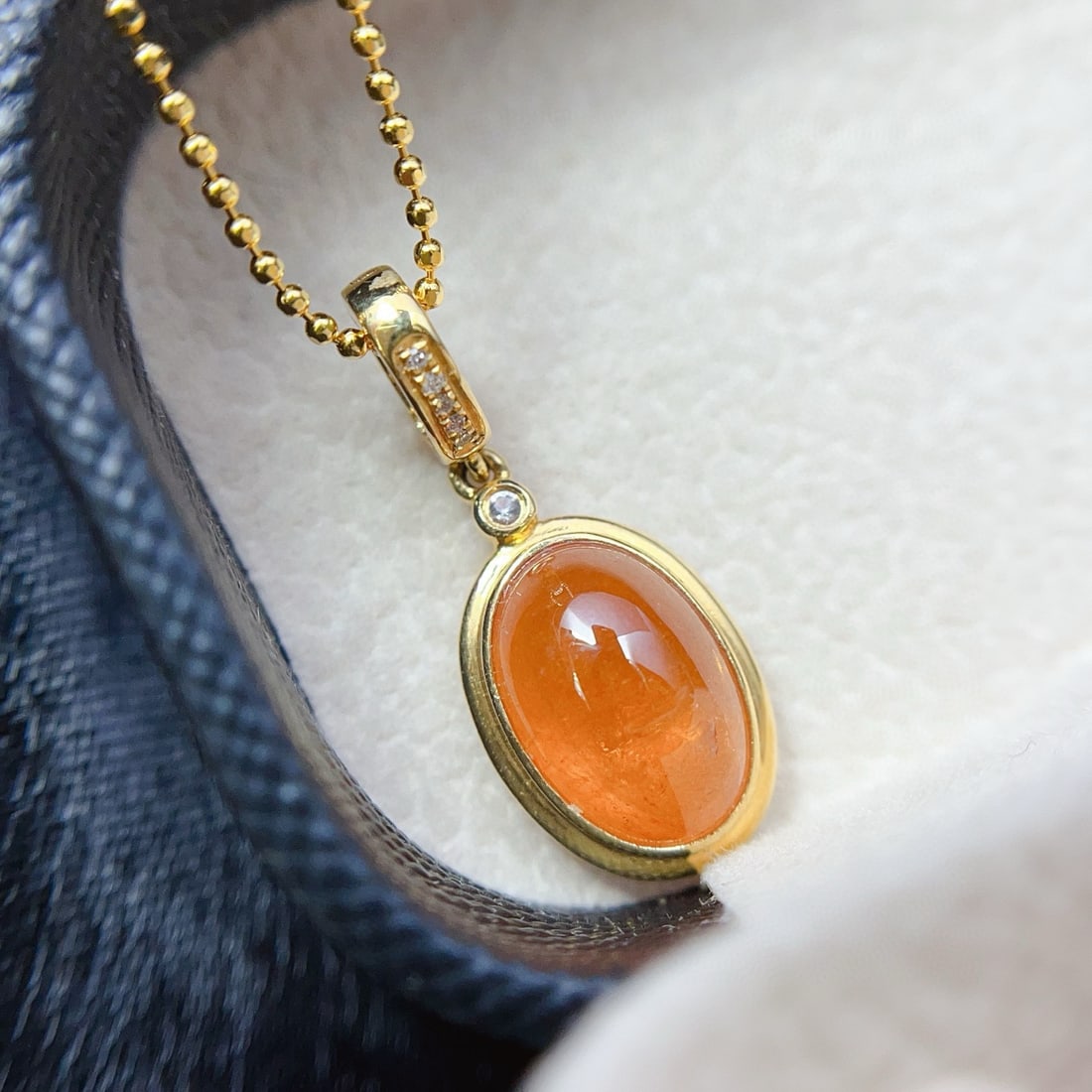 14k Gold 10.80 Ct Natural Spessartine & Diamond Jewelry Set - 3