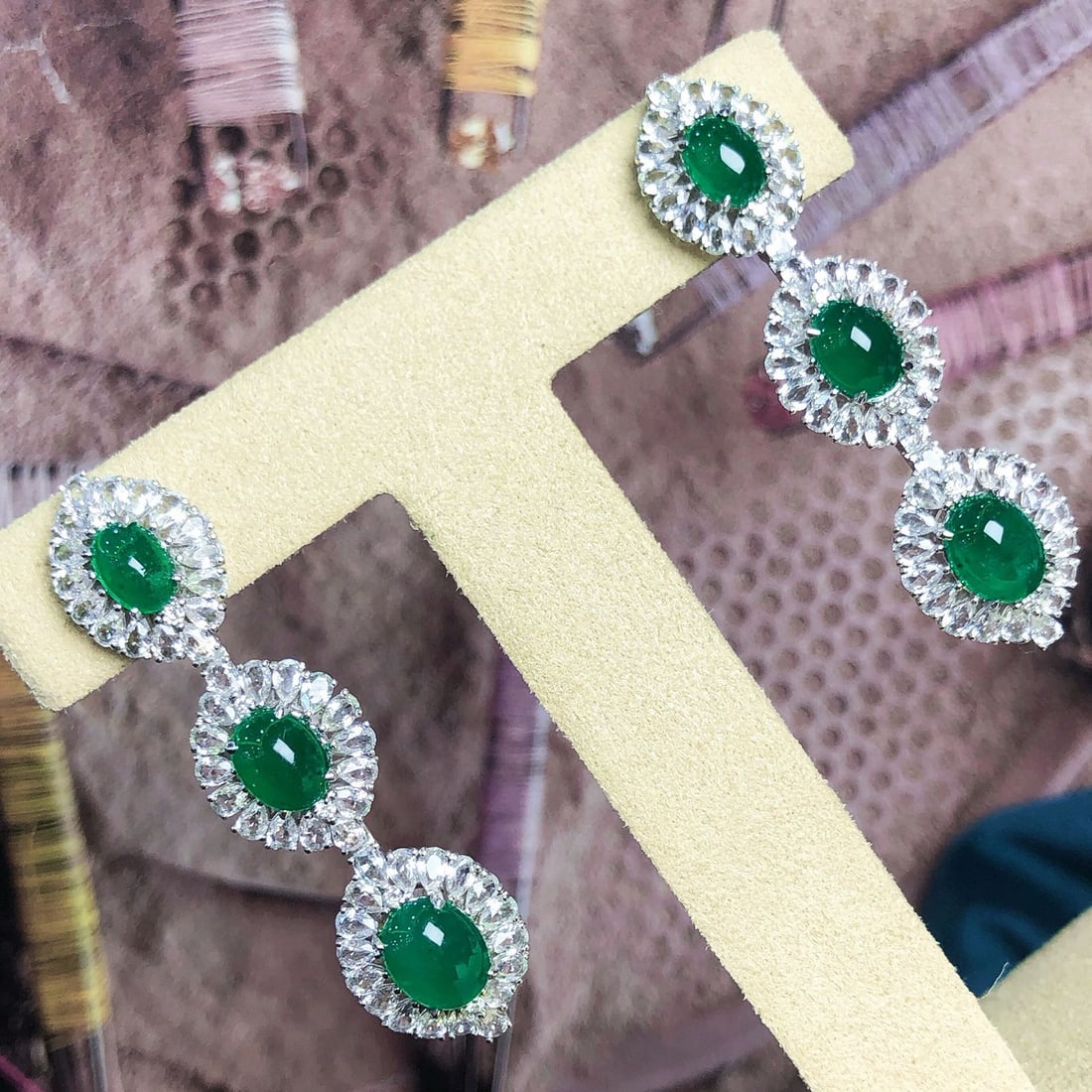 14k Gold 13.02 Ctw Vivid Green Natural Emerald & Sapphire Earrings - 4