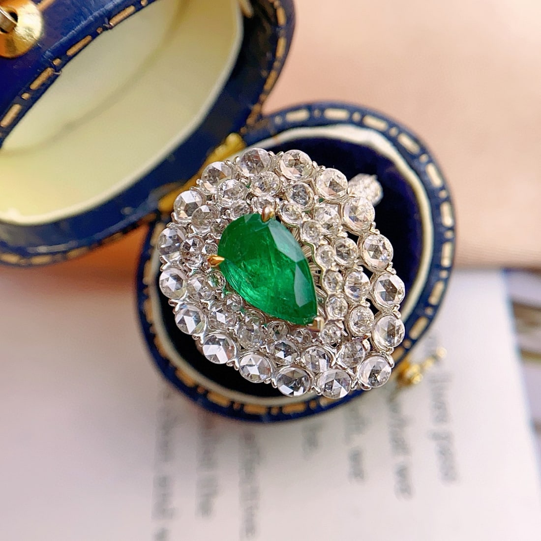14k Gold 1.10 Ct Vivid Green Natural Emerald & Diamond Ring - 5