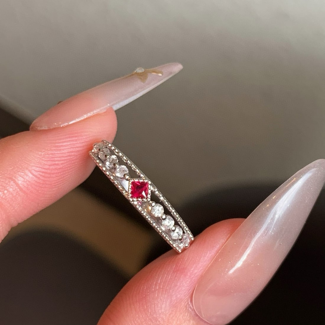 14k Gold 0.3 Ctw Natural Ruby & Diamond Ring - 6