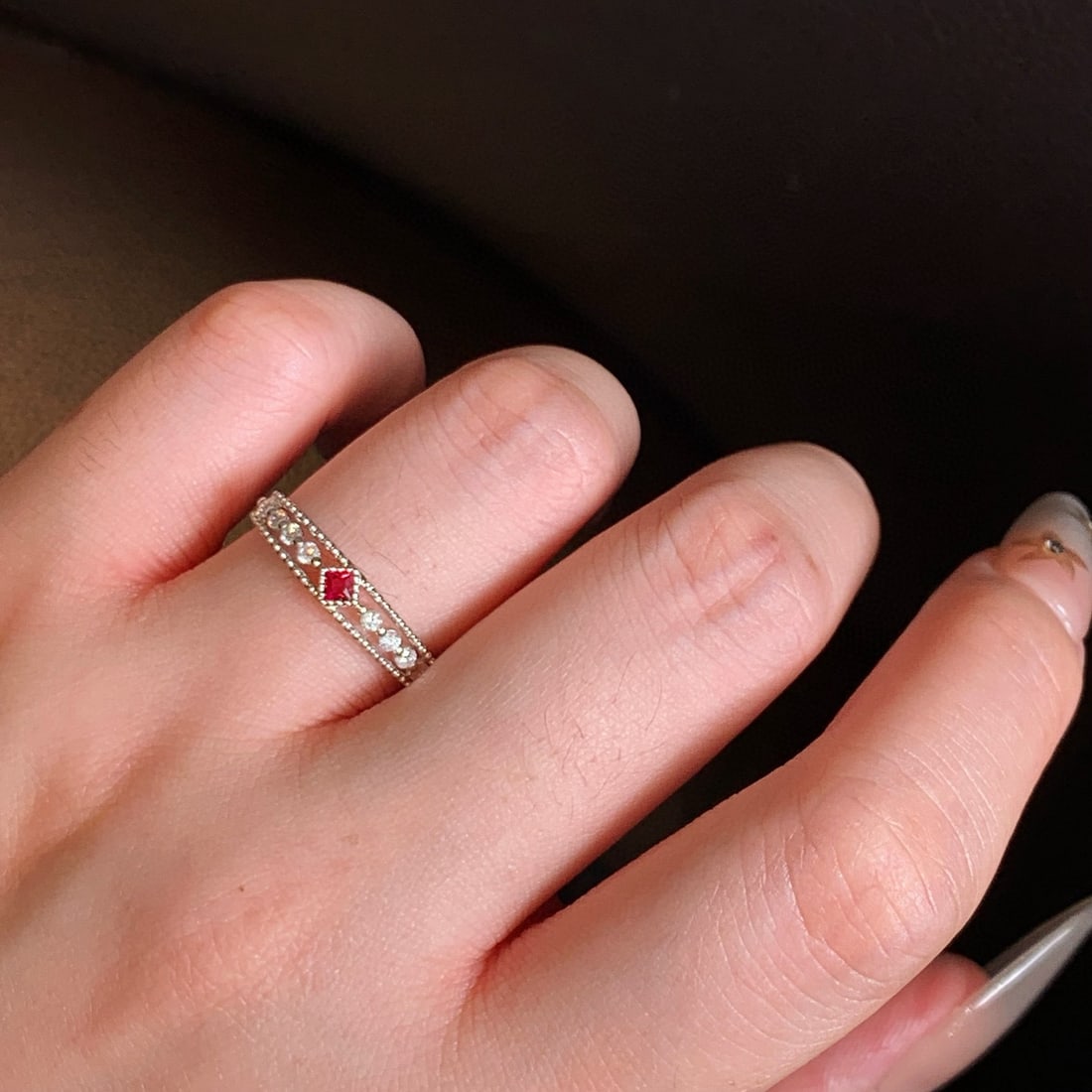 14k Gold 0.3 Ctw Natural Ruby & Diamond Ring - 7