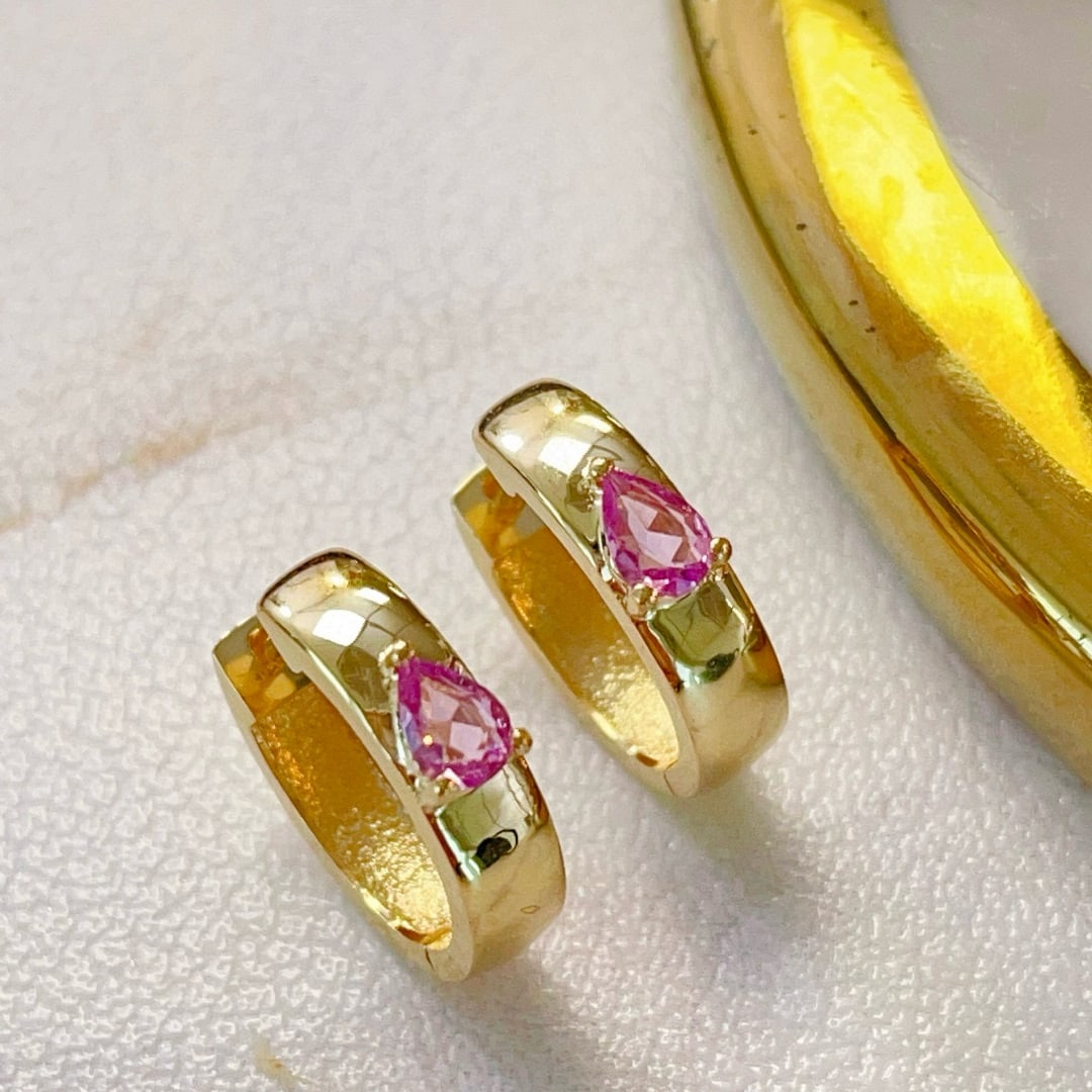 14k Gold 0.36 Ct Natural Sapphire Earrings - 2