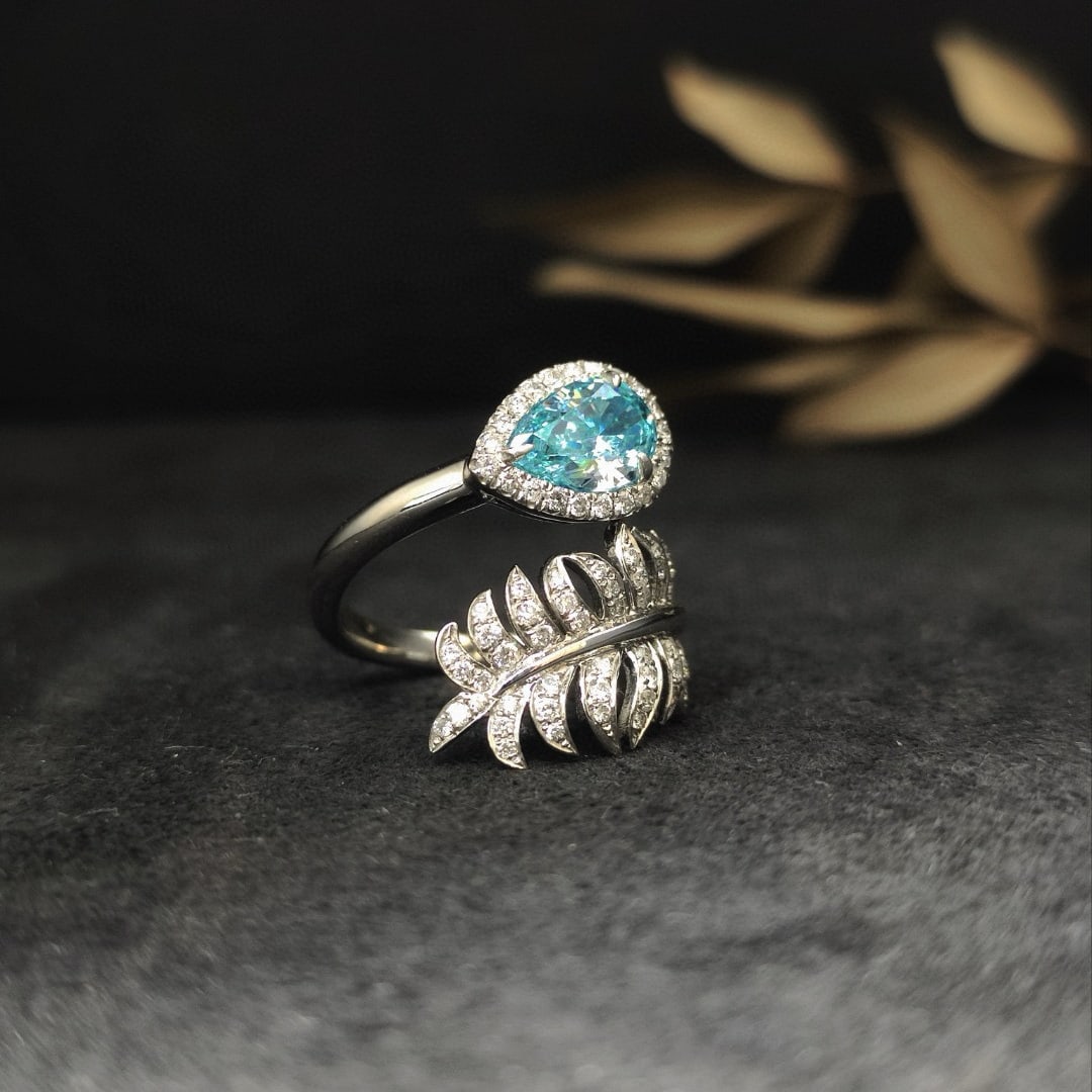 14k Gold 1.42 Ctw Natural Blue Diamond & Diamond Ring - 2