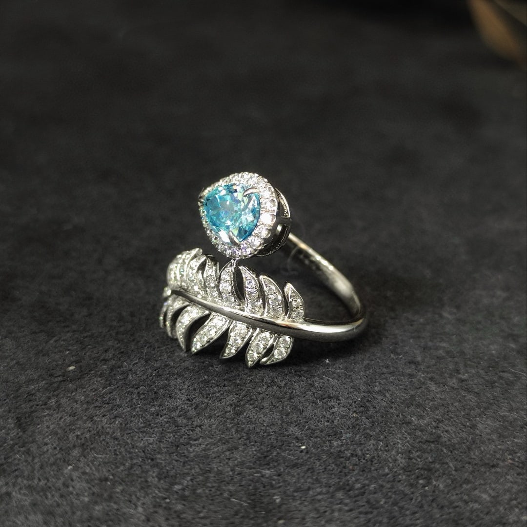14k Gold 1.42 Ctw Natural Blue Diamond & Diamond Ring - 3