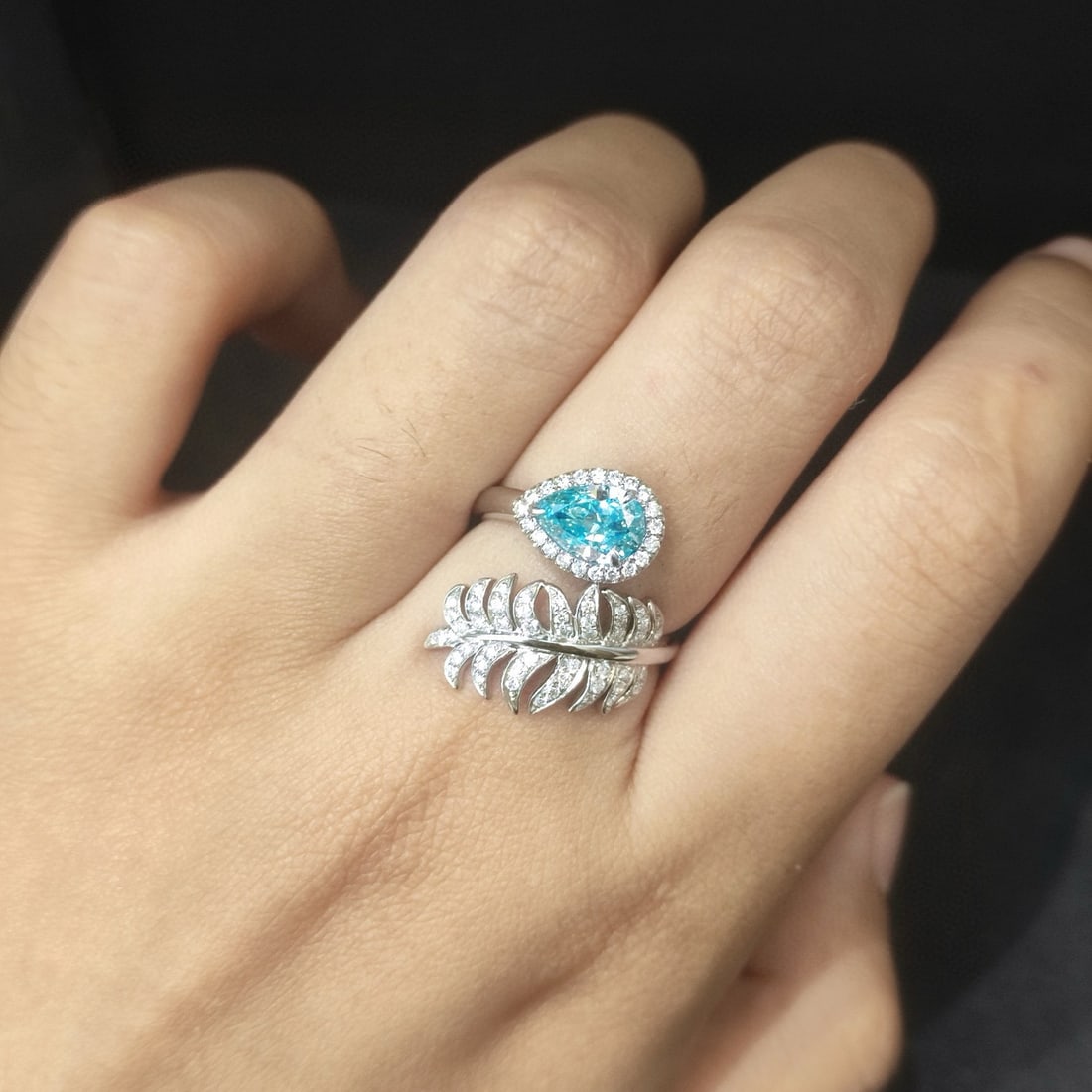 14k Gold 1.42 Ctw Natural Blue Diamond & Diamond Ring - 4
