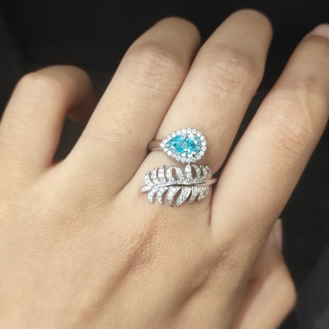14k Gold 1.42 Ctw Natural Blue Diamond & Diamond Ring - 6