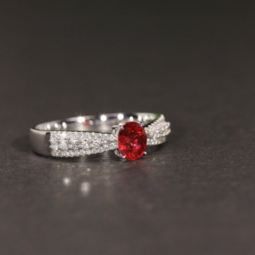 14k Gold 0.55 Ct Natural Ruby & Diamond Ring - 3