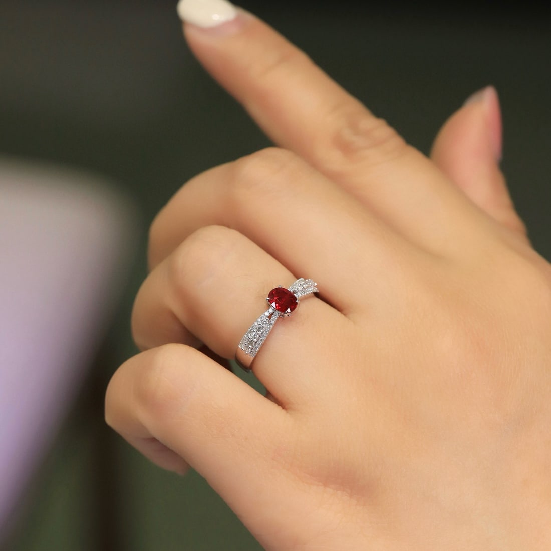 14k Gold 0.55 Ct Natural Ruby & Diamond Ring - 5