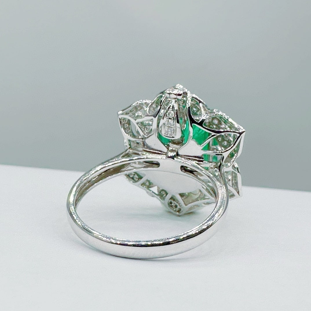 14k Gold 4.70 Ctw Vivid Green Natural Emerald & Diamond Ring/pendant( Without Chain ) - 4