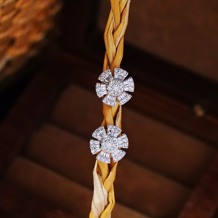 14k Gold 0.55 Ct Natural H Diamond Earrings - 3