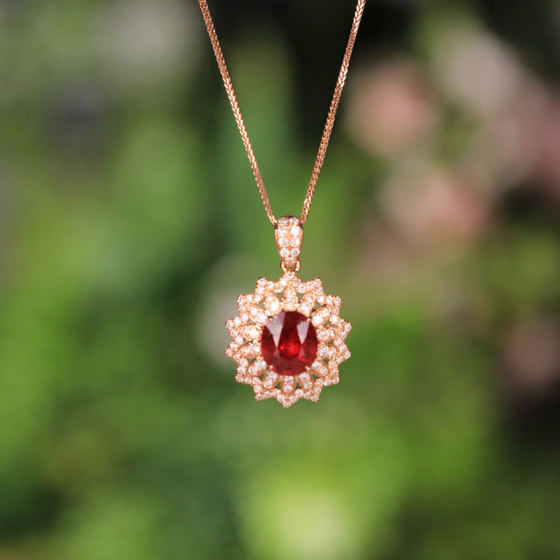14k Gold 2.41 Ct Natural Ruby & Diamond Jewelry Set - 3