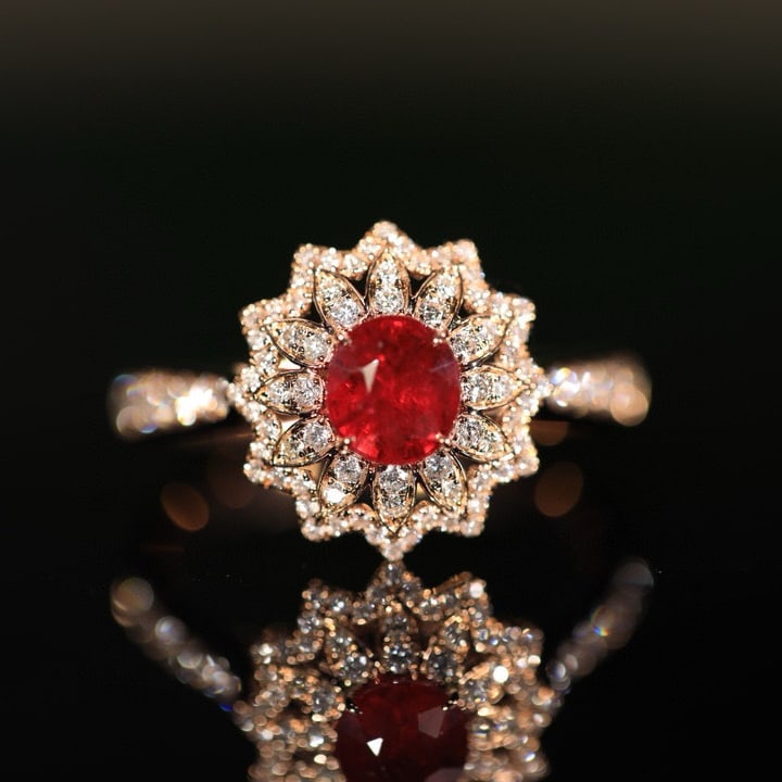 14k Gold 2.41 Ct Natural Ruby & Diamond Jewelry Set - 4