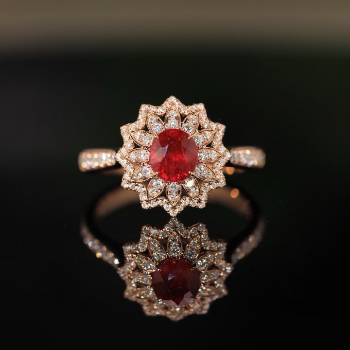 14k Gold 2.41 Ct Natural Ruby & Diamond Jewelry Set - 6