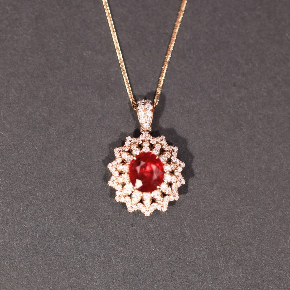14k Gold 2.41 Ct Natural Ruby & Diamond Jewelry Set - 7