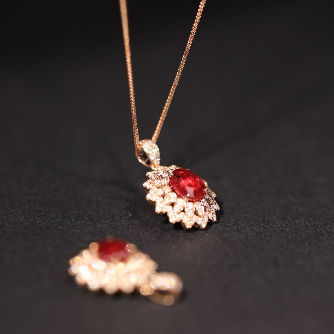 14k Gold 2.41 Ct Natural Ruby & Diamond Jewelry Set - 8