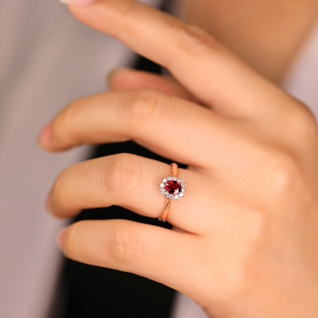 14k Gold 0.44 Ct Natural Ruby & Diamond Ring - 4