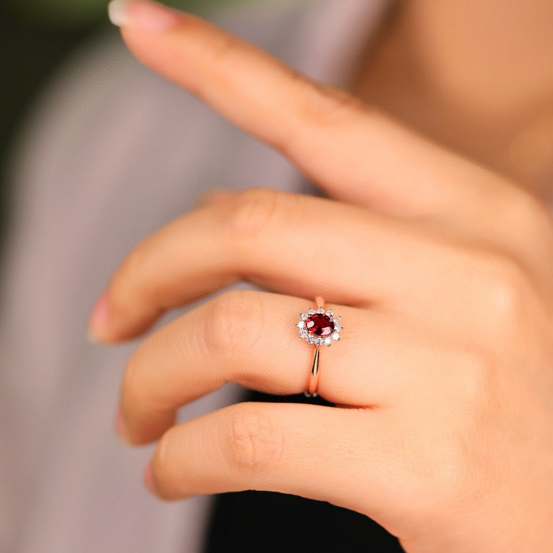 14k Gold 0.44 Ct Natural Ruby & Diamond Ring - 5