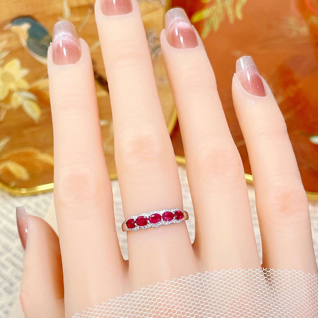 14k Gold 0.79 Ctw Natural Ruby & Diamond Ring - 5