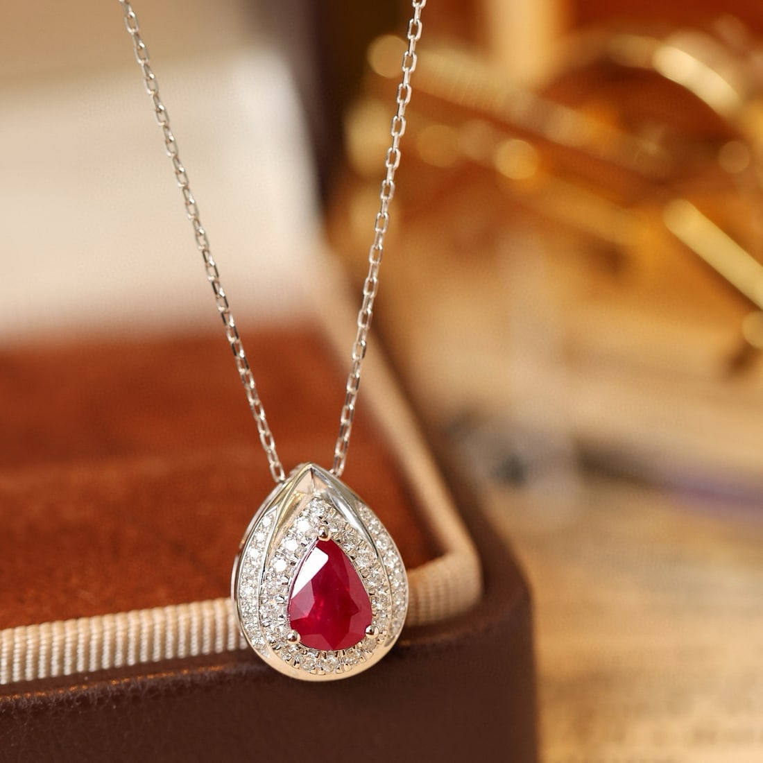 14k Gold 1.31 Ctw Natural Ruby & Diamond Pendant( Without Chain ) - 2