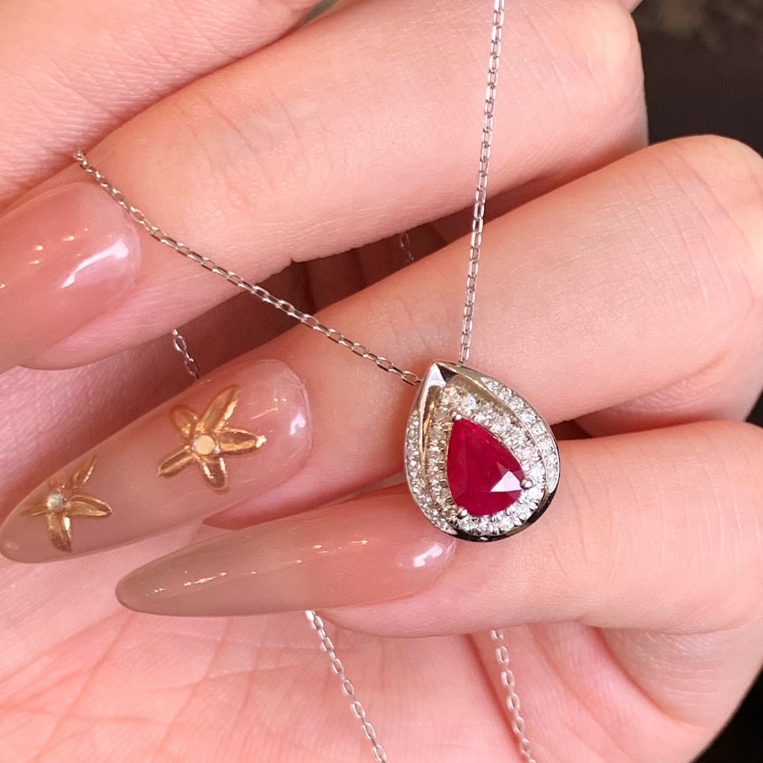 14k Gold 1.31 Ctw Natural Ruby & Diamond Pendant( Without Chain ) - 5