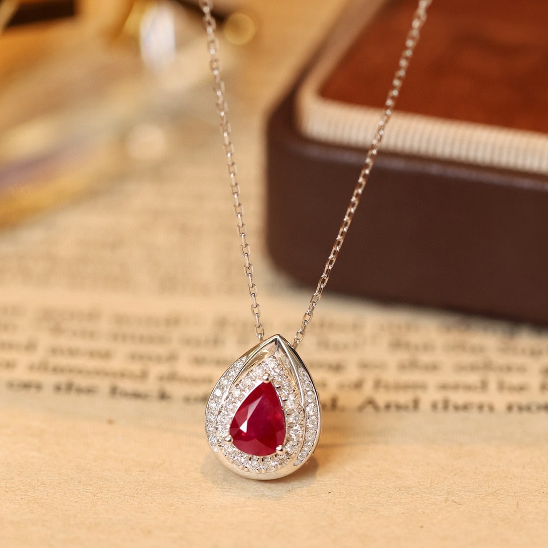 14k Gold 1.31 Ctw Natural Ruby & Diamond Pendant( Without Chain ) - 8