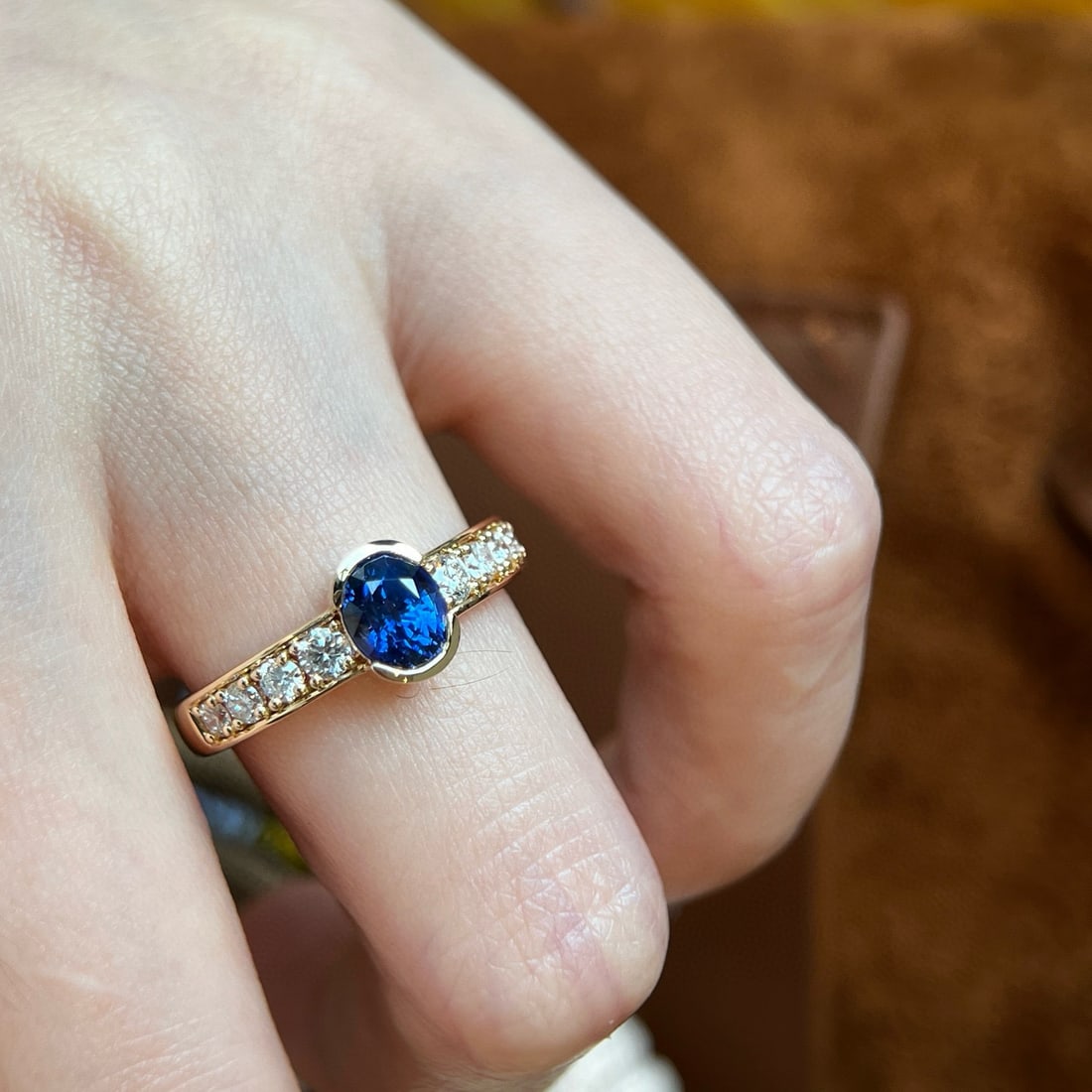 14k Gold 1.38 Ctw Natural Sapphire & Lab Grown Diamond Ring - 3