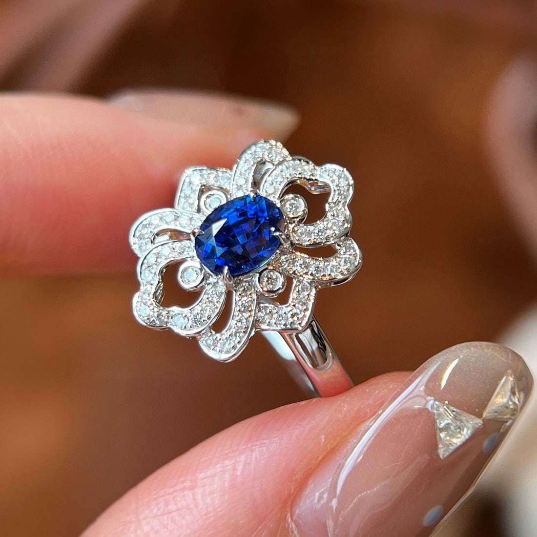 14k Gold 1.01 Ctw Natural Sapphire & Diamond Ring - 2