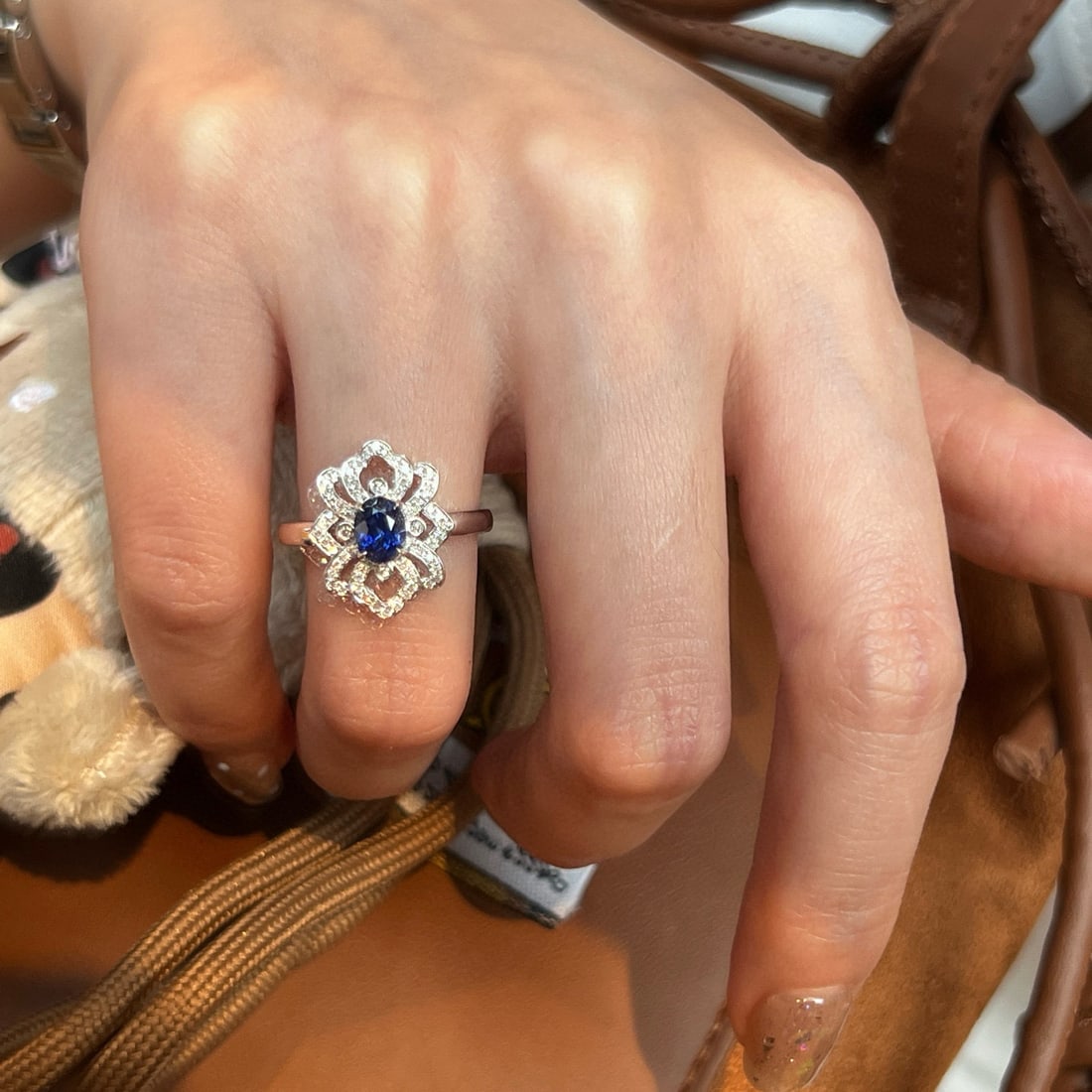 14k Gold 1.01 Ctw Natural Sapphire & Diamond Ring - 4