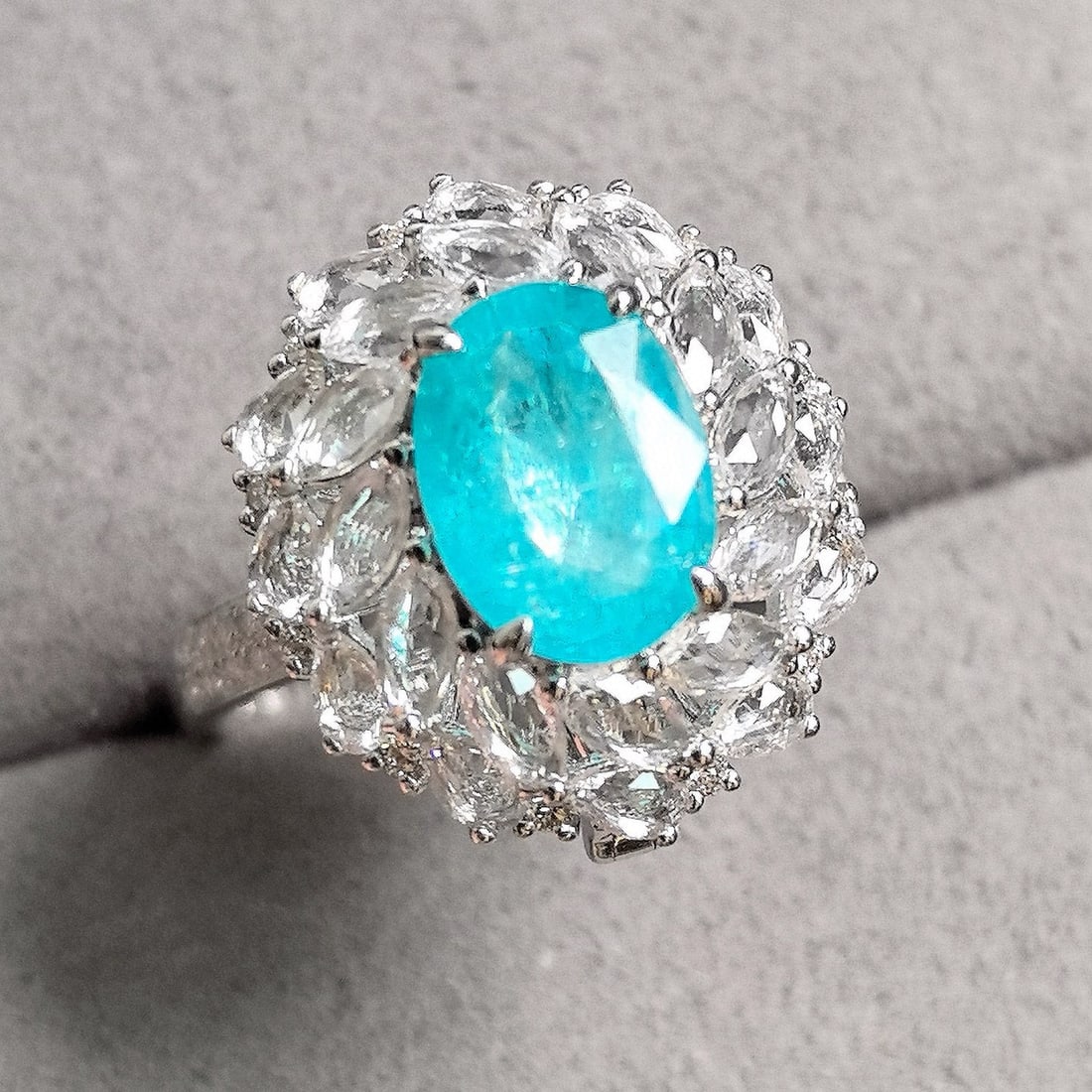 14k Gold 3.41 Ctw Natural Paraiba Tourmaline & Sapphire Ring/pendant( Without Chain ) - 4