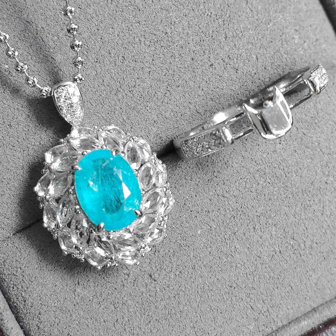 14k Gold 3.41 Ctw Natural Paraiba Tourmaline & Sapphire Ring/pendant( Without Chain ) - 6