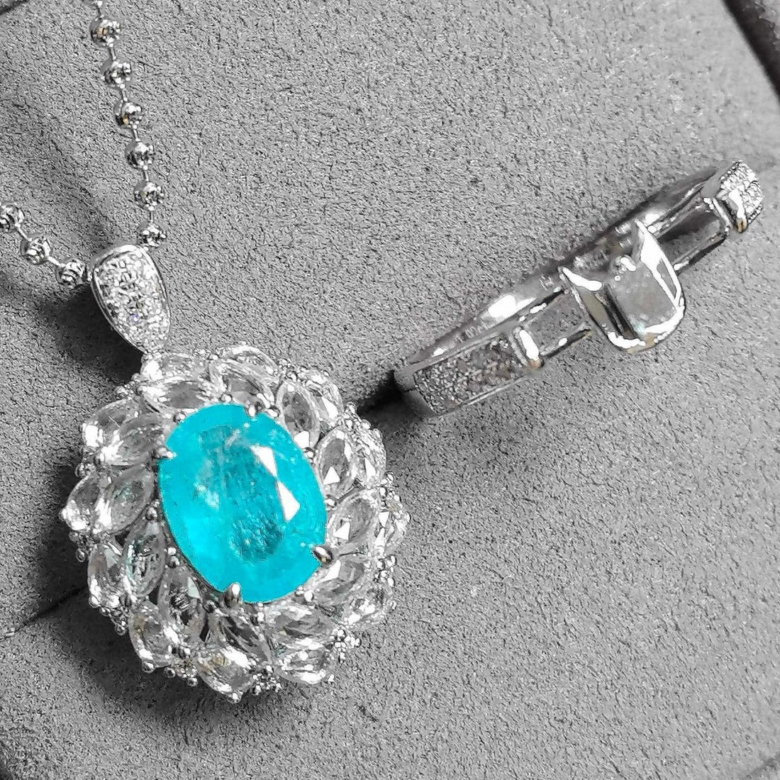14k Gold 3.41 Ctw Natural Paraiba Tourmaline & Sapphire Ring/pendant( Without Chain ) - 7