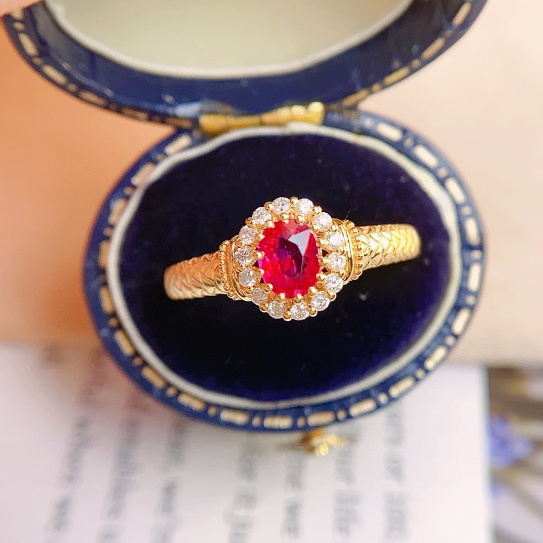 14k Gold 0.58 Ct Natural Ruby & Diamond Ring - 2