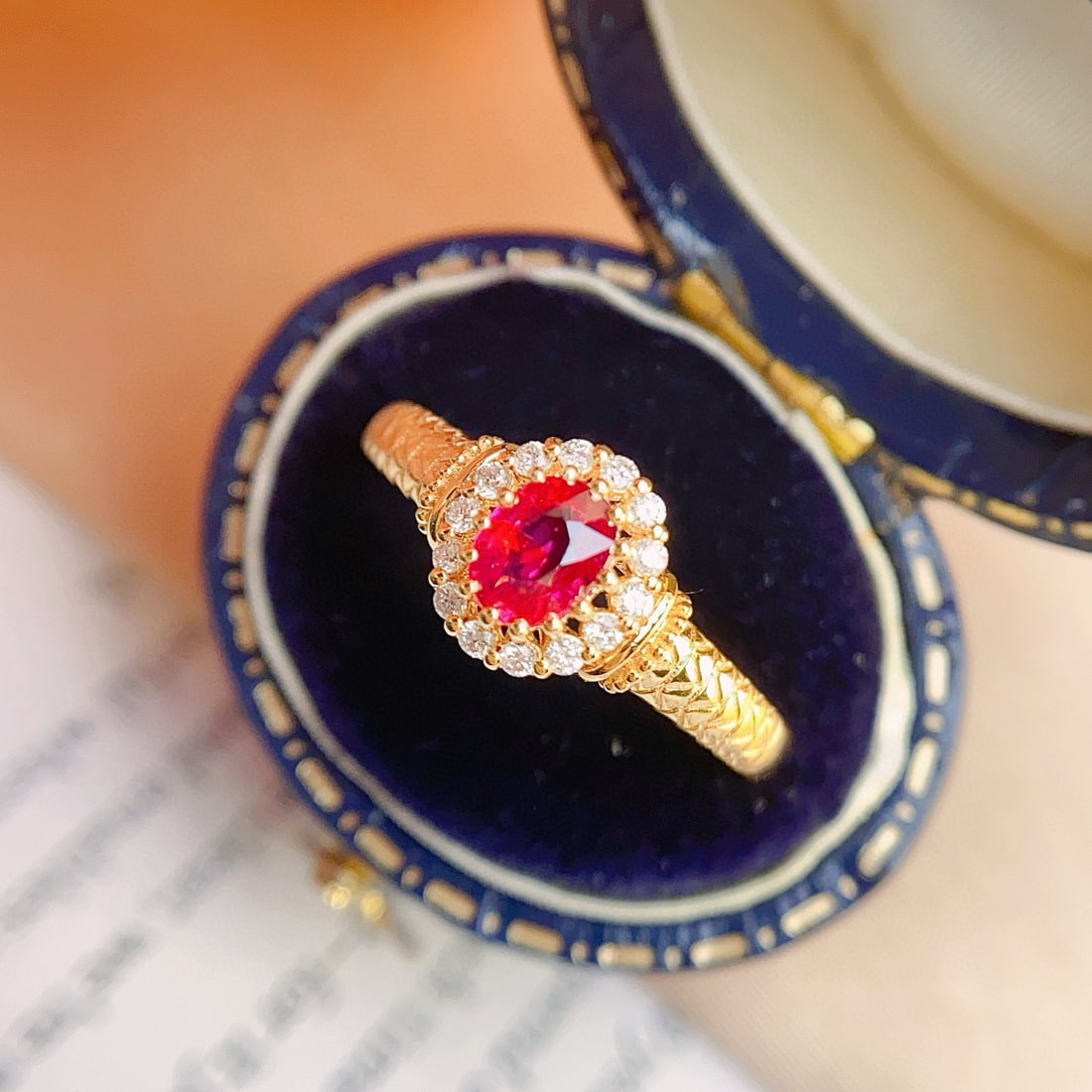 14k Gold 0.58 Ct Natural Ruby & Diamond Ring - 3