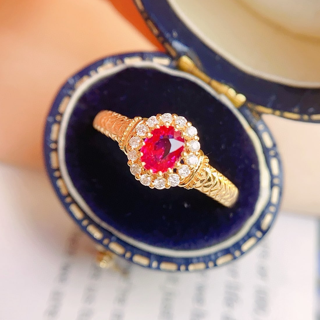 14k Gold 0.58 Ct Natural Ruby & Diamond Ring - 4