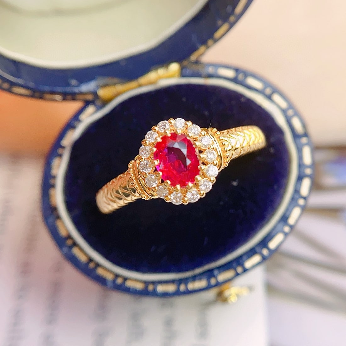 14k Gold 0.58 Ct Natural Ruby & Diamond Ring - 5