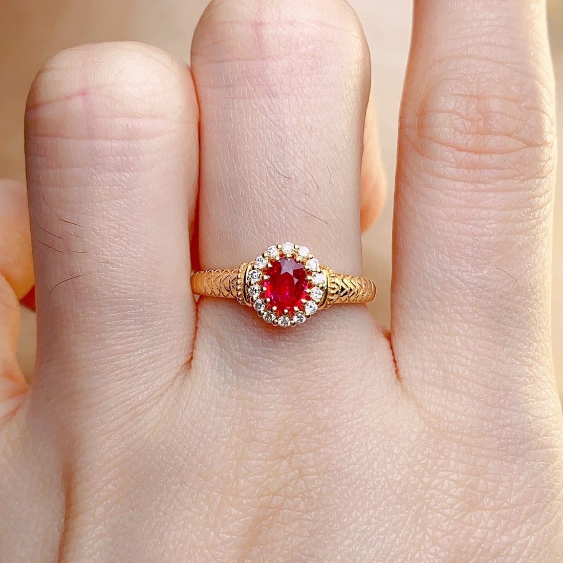 14k Gold 0.58 Ct Natural Ruby & Diamond Ring - 6