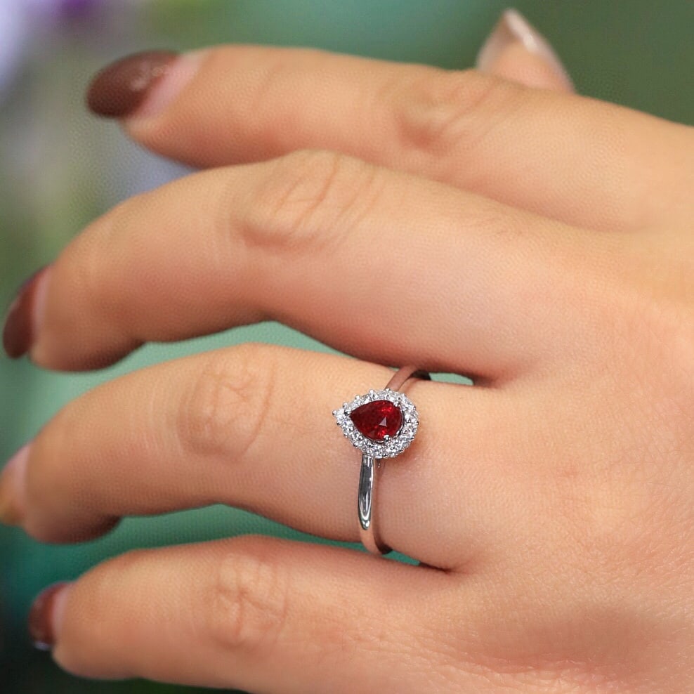 14k Gold 0.89 Ct Natural Ruby & Diamond Ring - 3